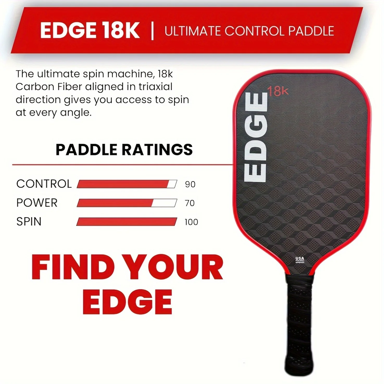 

18K material 3D texture Pickleball Paddle, enhanced strength and feel, high friction, suitable for training and competition