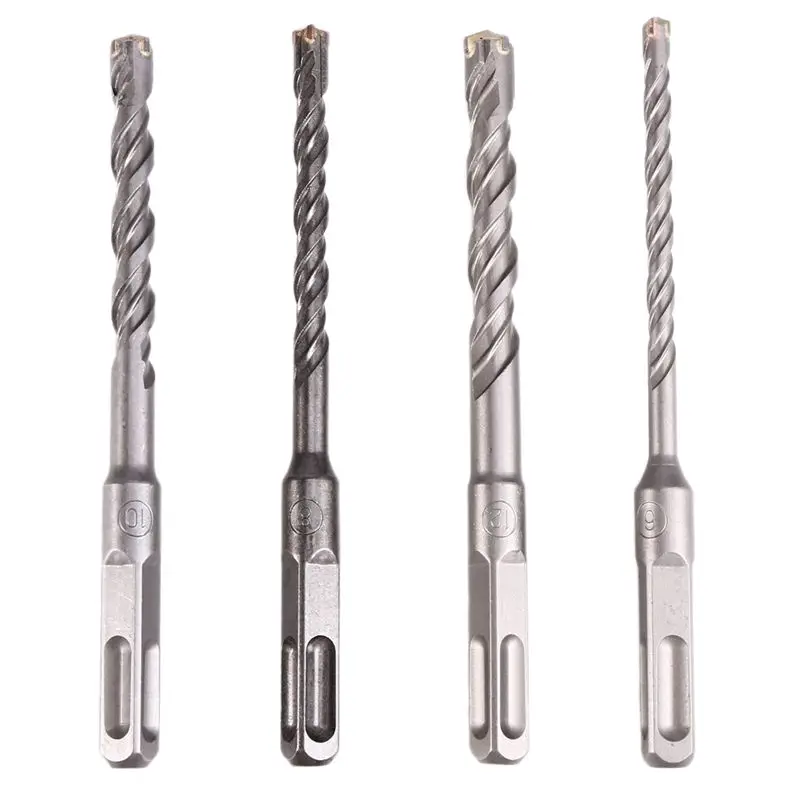 

ABBY-4PCS Concrete 6-12Mm Bit Cross Cutter Head Double Auger Hammer 150Mm Wall Brick Block Electric Hammer Masonry Bit