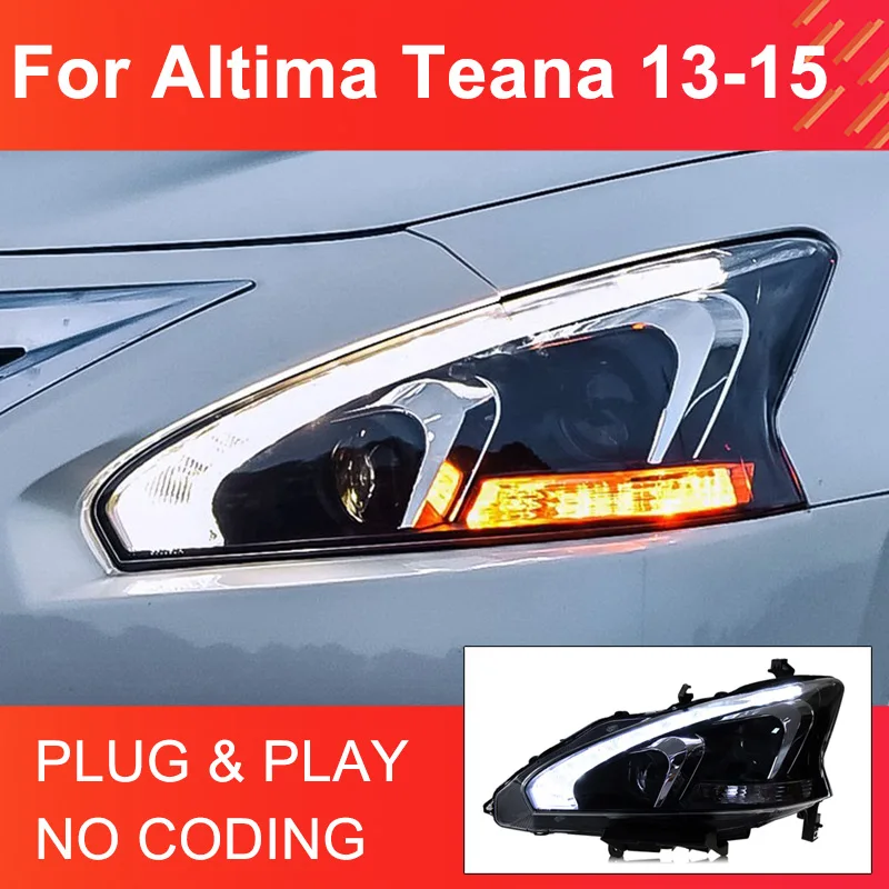 

1 Pair LED Headlight Assembly for Altima Teana 2013-2015 Headlights Plug and Play with LED DRL Projector Lens Front Head Lamps