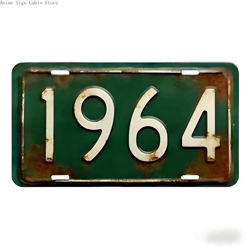 2D Flat Weathered Look Aluminum License Plate 1960-1969 Distressed finish creates an style wall hanging sign full of character