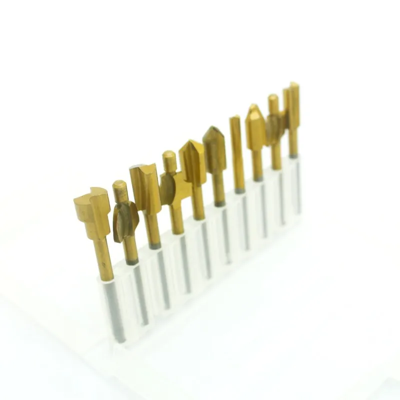 10pcs Router Bits HSS Woodworking Tools Shank Wood Carving Engraving Set Titanium Milling Cutter Carpenter Rotary Tool Accessory