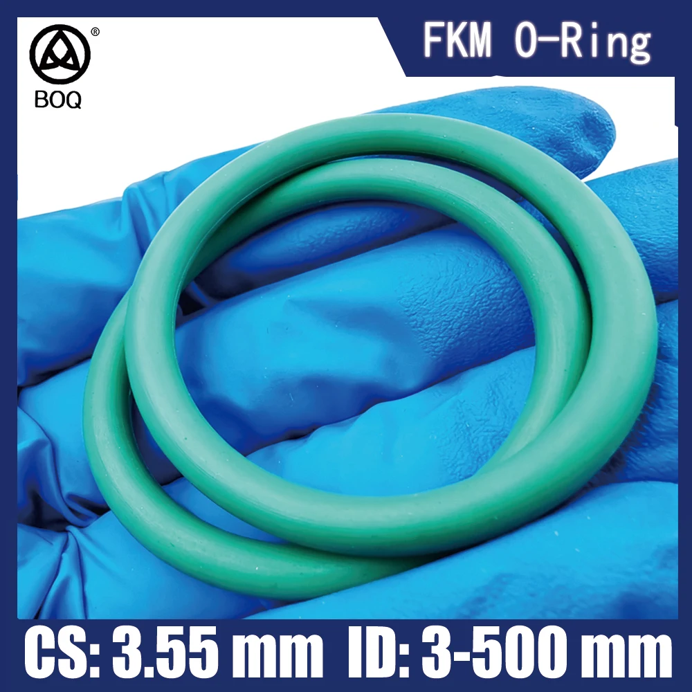 Green CS 3.55mm ID 3mm ~ 500mm  FKM O Ring Gasket Fluorine Rubber Sealing Washer Heat resistant Oil Resistant Acid Alkali