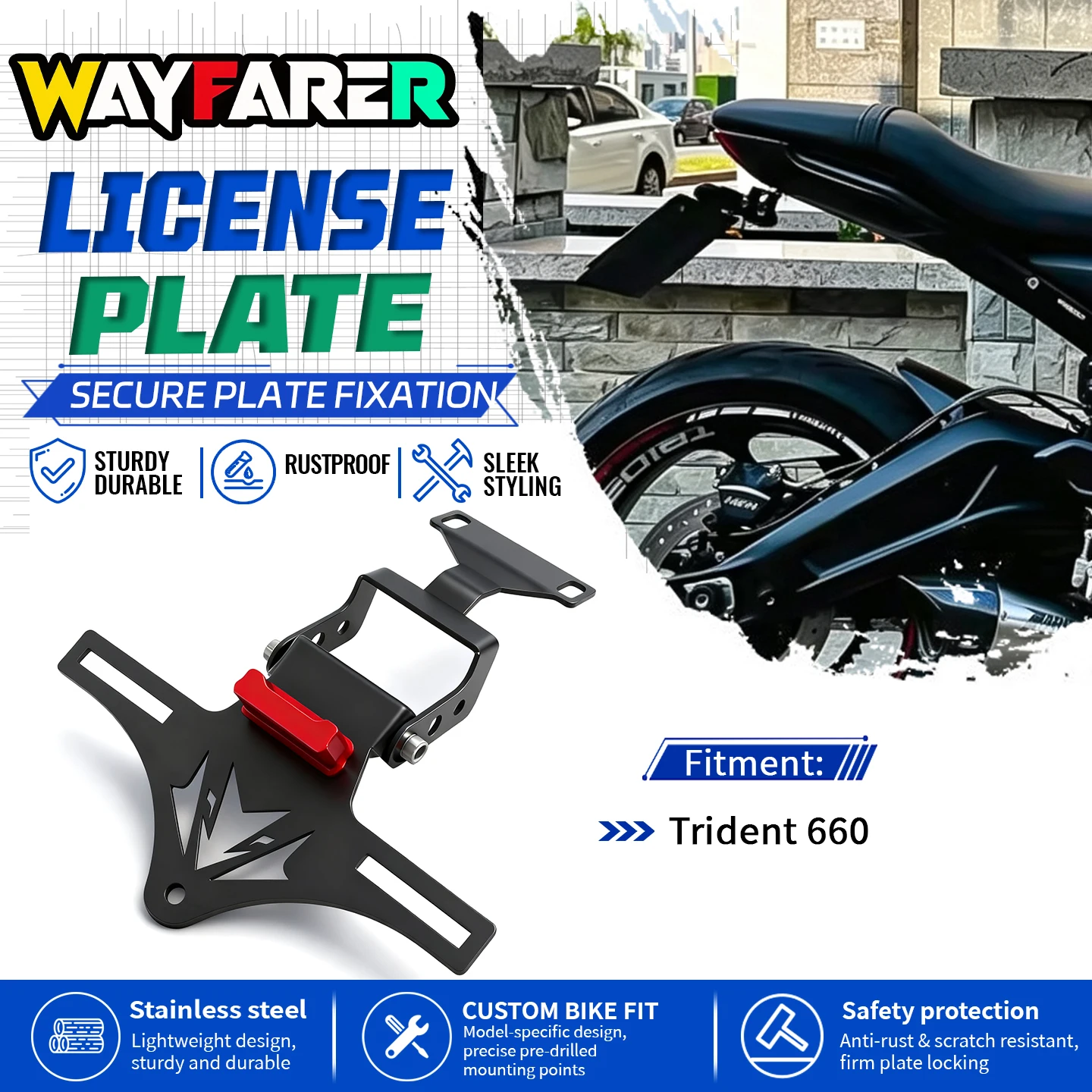 Rear License Plate Holder Bracket Tail Tidy Fender Eliminator Kit For Trident 660 2021-2025 2026 Motorcycle CNC Accessories
