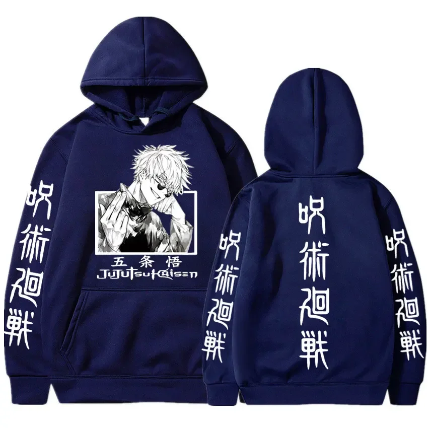 Anime Jujutsu Kaisen Gojo Satoru Hoodies Casual Loose Pullover  Men\'s Long Sleeve Oversized Hoodie Streetwear Hooded Sweatshirt