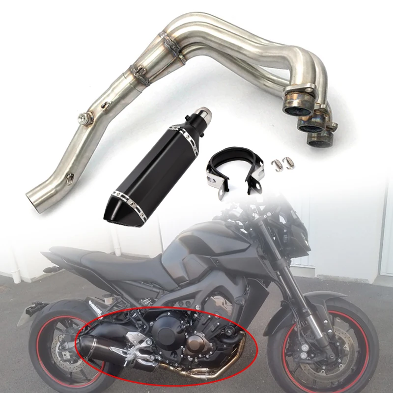 51mm Fit for YAMAH MT09 FZ09 MT-09 FZ-09 2014-2020 Full Set Motorcycle Exhaust Pipe Plus Front Engine Link Pipe With DB Killer