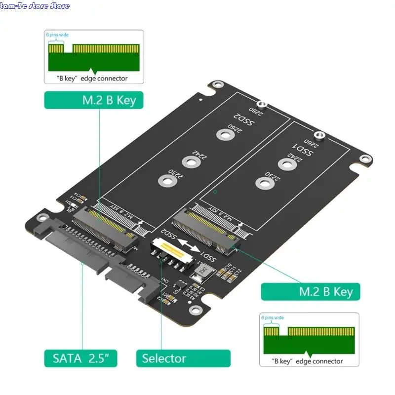 

D0UA Two M.2 B To SATAs 2.5in Adapters Board With Reinforced Connectors For Data Transfer And Extended Durability