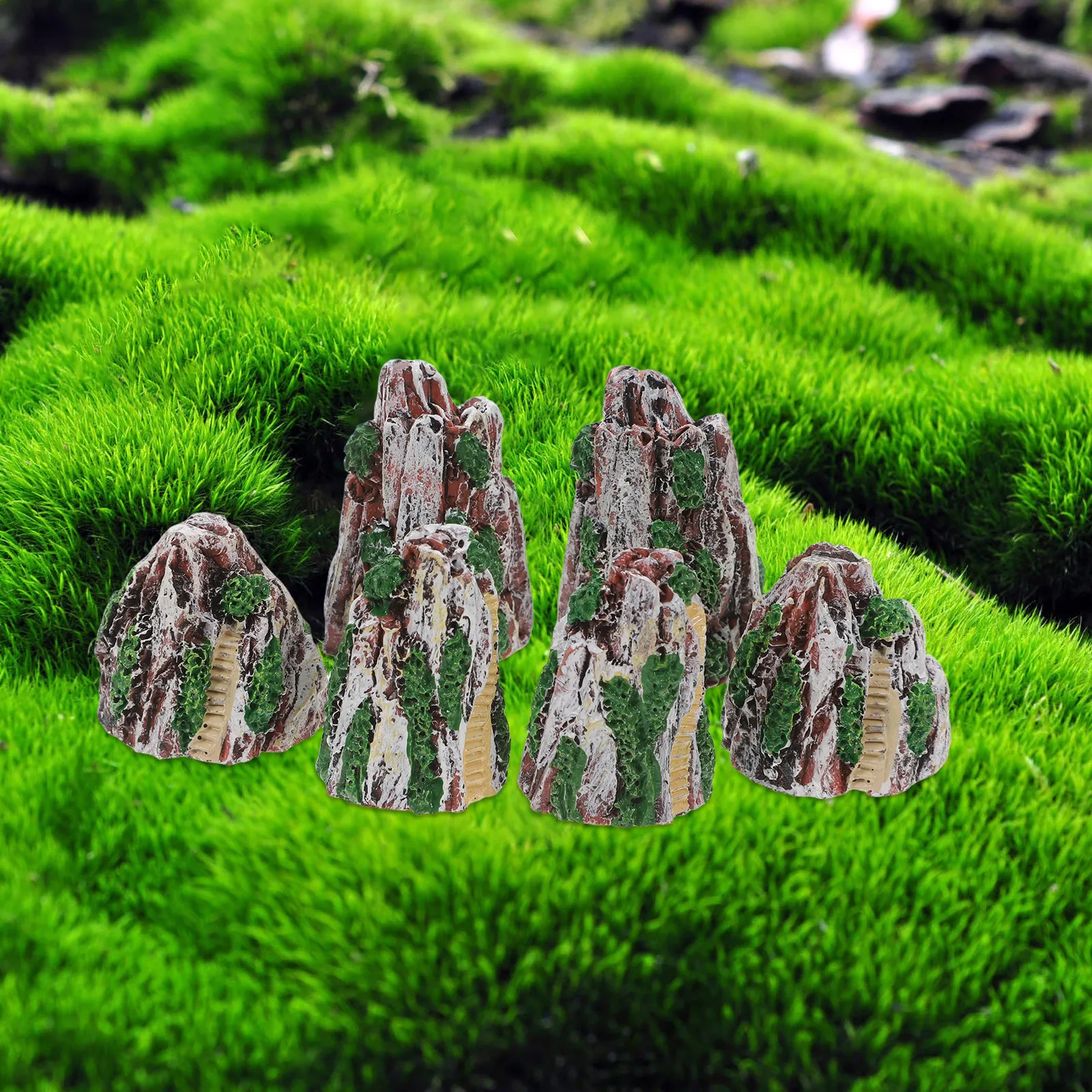 6Pcs Micro Landscape Resin Rockery Sand Table Ornament Miniature Fish Tank Decoration Realistic Desktop Home Decor Prop