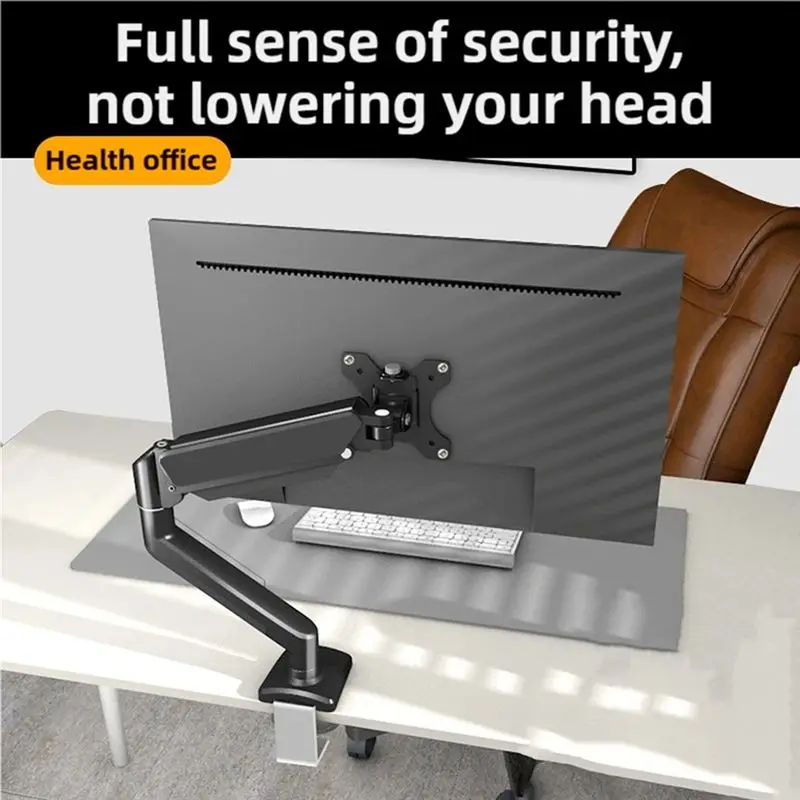 A05E-Computer Monitor Arm Adjustable Pneumatic Spring Monitor Stand Ergonomic Desk Mount Fits 17-32Inch Screens