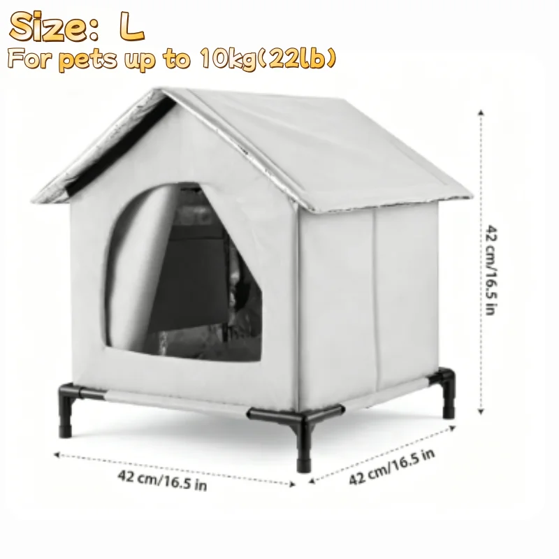 Faltbares, wasserdichtes Katzenhaus für alle Jahreszeiten, warm im Winter, kühl im Sommer, Tierunterkunft für den Innen- und Außenbereich. – Detail 10
