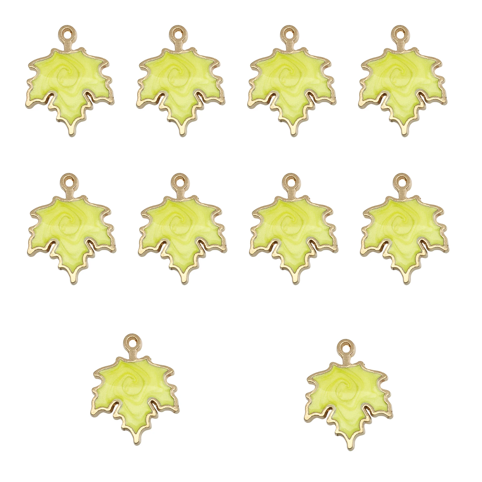 10Pcs Autumn Maple Leaf Charms for DIY Jewellery Making