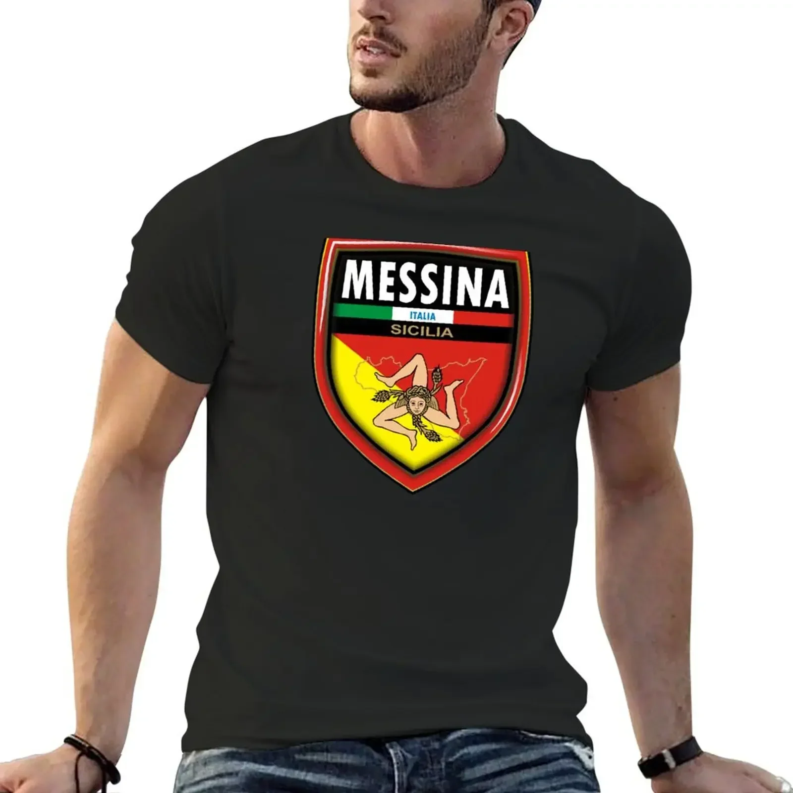 

Messina Sicilia Sicily coat of arms T-Shirt Blouse sports fans mens vintage t shirts