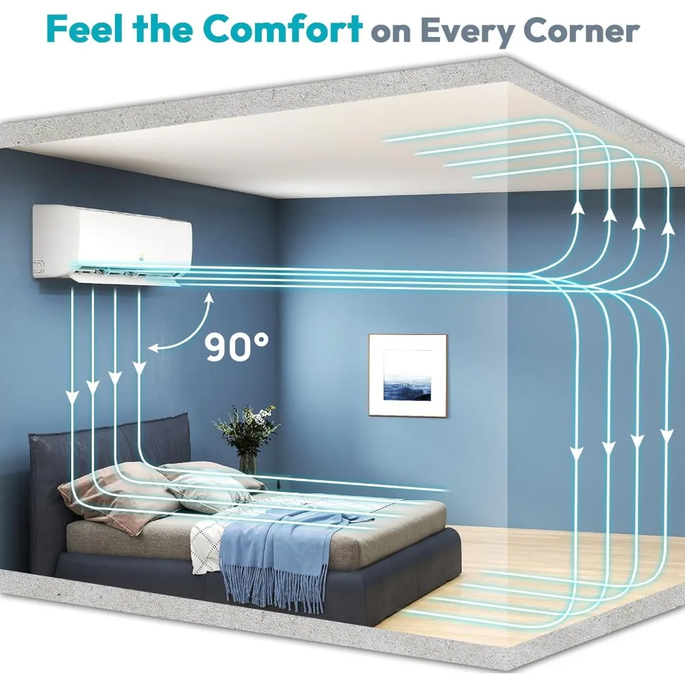 18000 نظام تسخين تيار متردد/تدفئة صغير - 19 SEER2 وحدة تيار متردد صغيرة سبليت تسخين وتبريد عاكس، كفاءة في استخدام الطاقة 230 فولت بدون قنوات #6