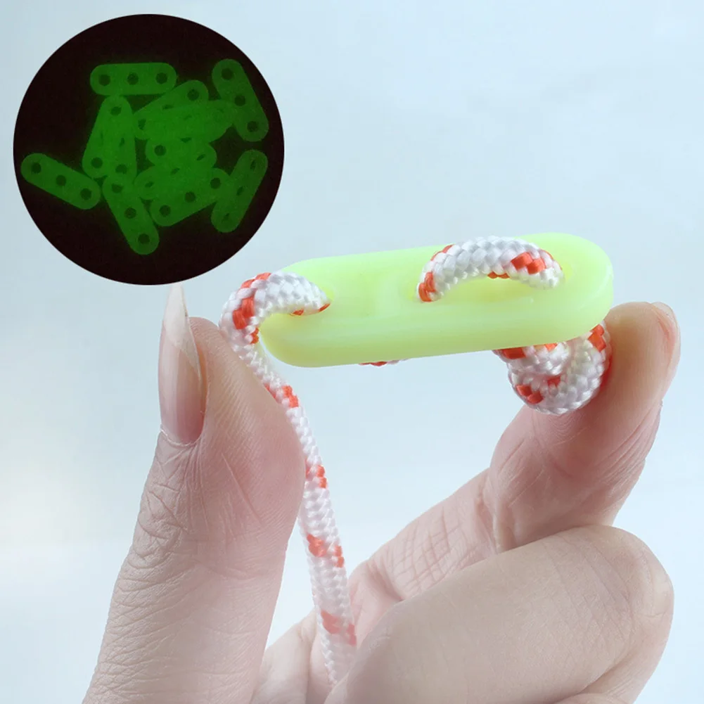 10pcs Guyline Runners Camping Ropes Tensioners Wind rope buckle Awning Cord GLOW IN THE DARK Outerdoor Plastic