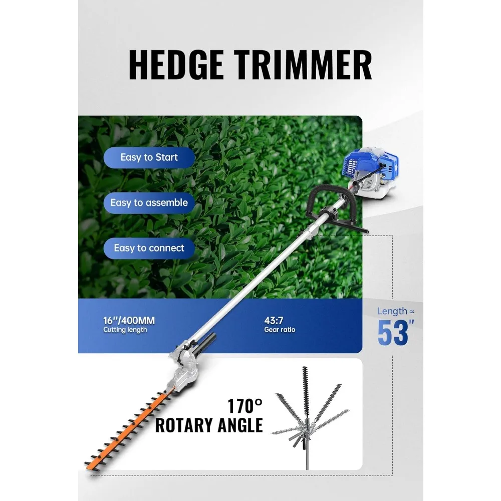 26cc Weed Wacker แก๊สขับเคลื่อน 4 in 1 String Trimmer ล้อ Edger Hedge Trimmer และเครื่องตัดแปรงใบมีด Multi Yard Care เครื่องมือ