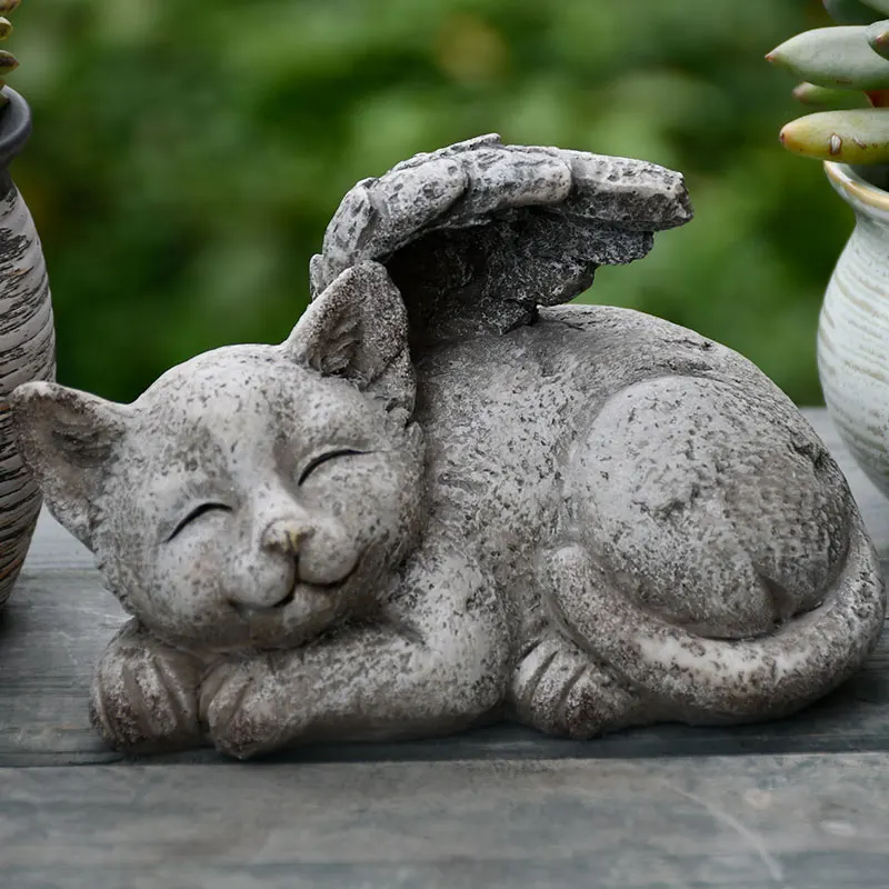 الشمال الرجعية الملاك الكلب التماثيل الحلي في الهواء الطلق فناء الراتنج نماذج للحيوانات الحرف المنمنمات حديقة اكسسوارات الديكور #1