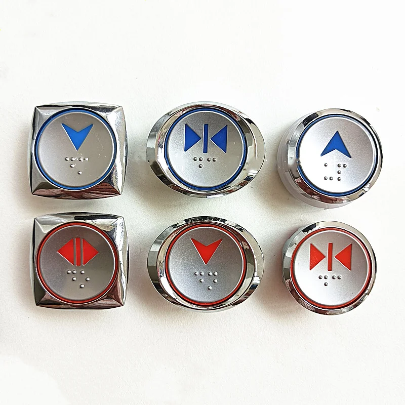 5PCS Elevator Button For Hyundai KAS340 A4N47443 Stainless Steel Square Round Oval Red Light Blue Light Lift Parts