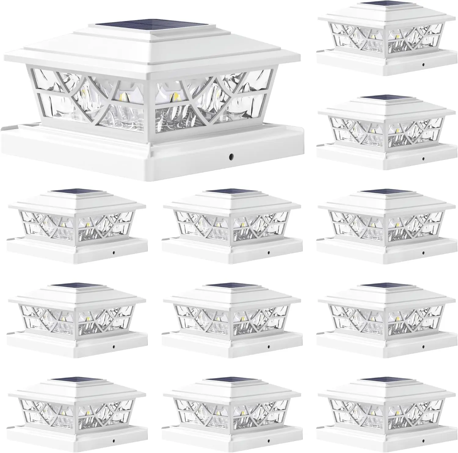 

Solar Post Lights Outdoor 12 Pack, 2 Modes LED, Deck Fence Post Solar Lights for 3.5x3.5 4x4 5x5 5.5x5.5 Caps Patio Garden Decor