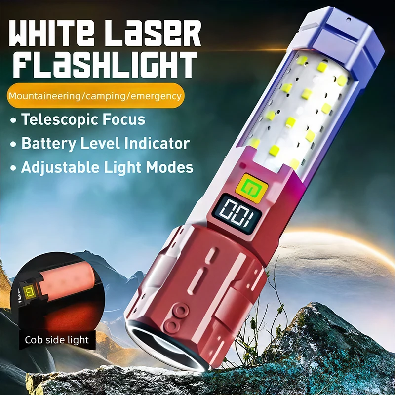 

Светодиодная лампа высокой интенсивности с масштабированием, мощность 5 Вт, 1200 мАч, перезаряжаемая телескопическая фокусировка, IP44, водонепроницаемая, легкая, 102 г, для улицы