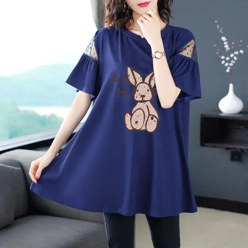 

Women's Summer Clothing T-Shirts Women's Loose Mid-length Short-sleeved Top