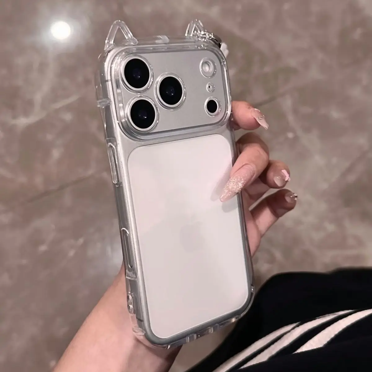 Coque de téléphone minimaliste oreilles de chat 3D, étui arrière Anti-chute pour iPhone 17 Pro Max Air X XR XSMax 7 8 Plus 16 15 14 13 12 11 Y2K