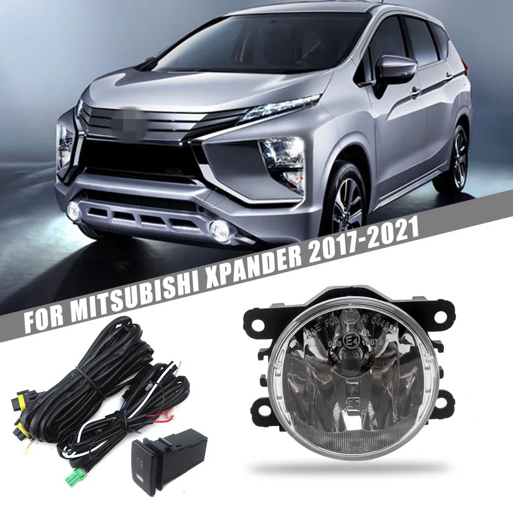 July King Car Fog Lamp Assembly Kit for Mitsubishi Xpander Sport 2017-2021, 4300K Halogen Fog Lamp Blub + Cables + Switch