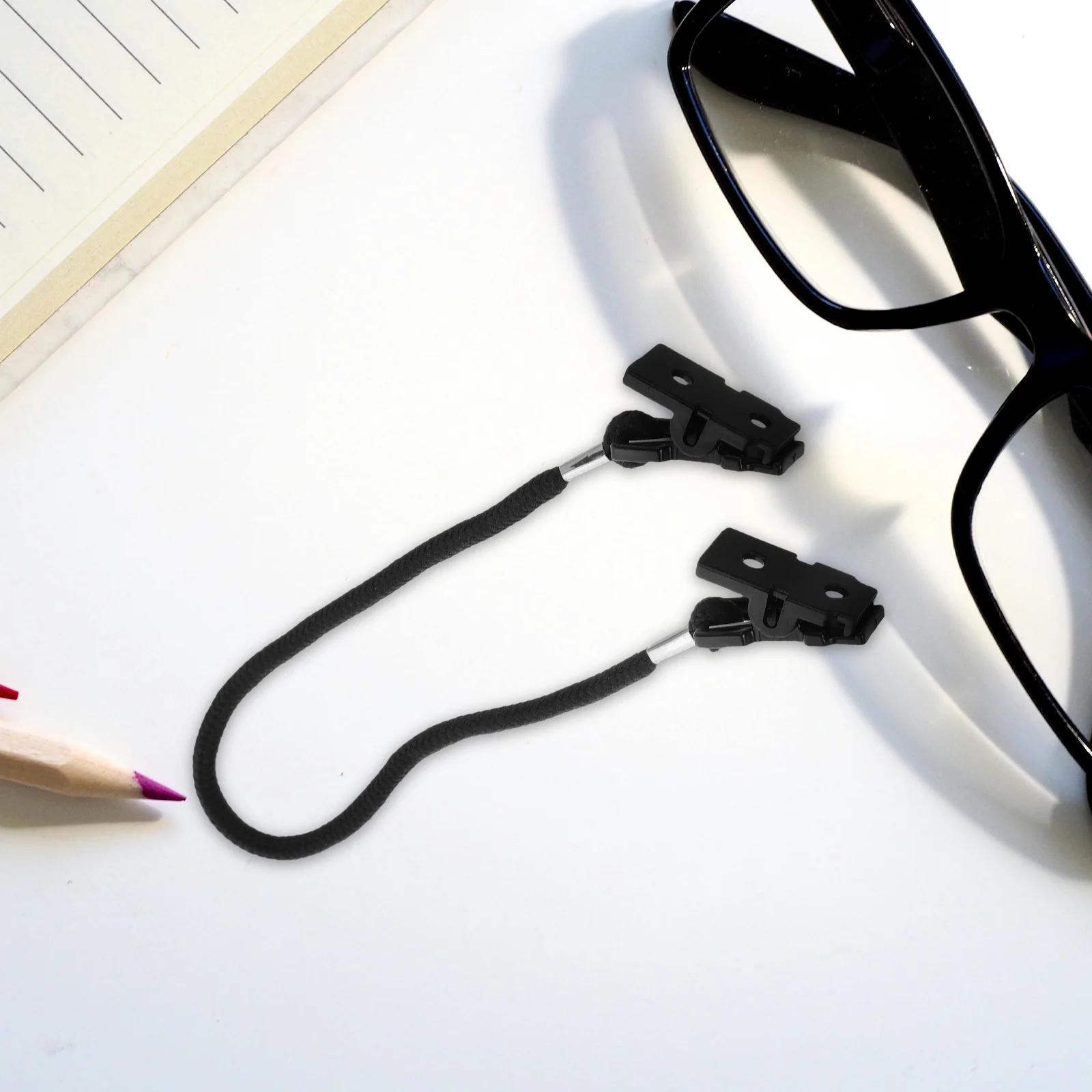 Cordão de óculos com clipe retentor de chapéu, 2 peças, alça ajustável à prova de vento para ciclismo, corrida, viagens, esportes ao ar livre, homens e mulheres