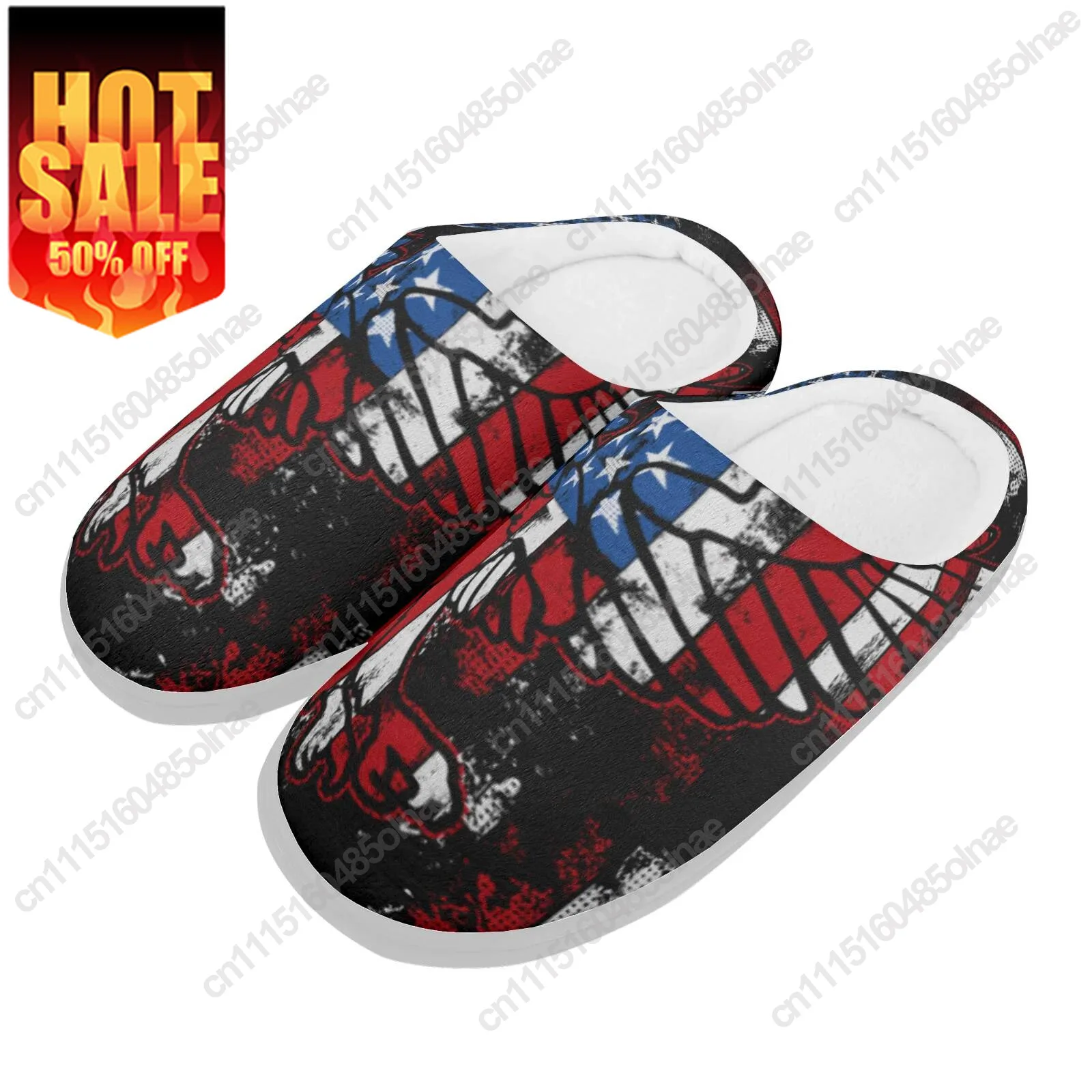 American Flag Home Cotton Slippers For High Quality Plush Casual Keep Warm Shoes Thermal Slipper