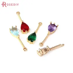 10PCS 5x18MM High Quality 18K Gold Color Brass and Zircon Long Rod Drop Shape Charms Pendants Jewelry Making Diy Findings