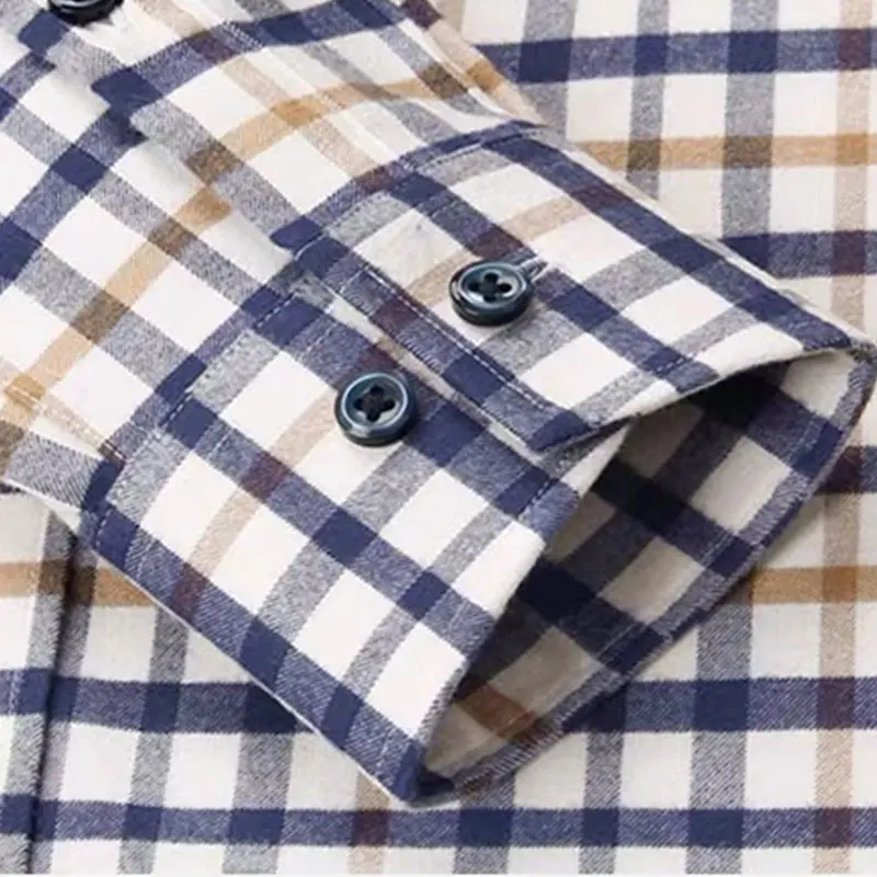 Camisa Oxford 100% de algodón para hombre, camisa de manga larga, informal, clásica, a cuadros, antibacteriana, absorción del sudor, talla grande,