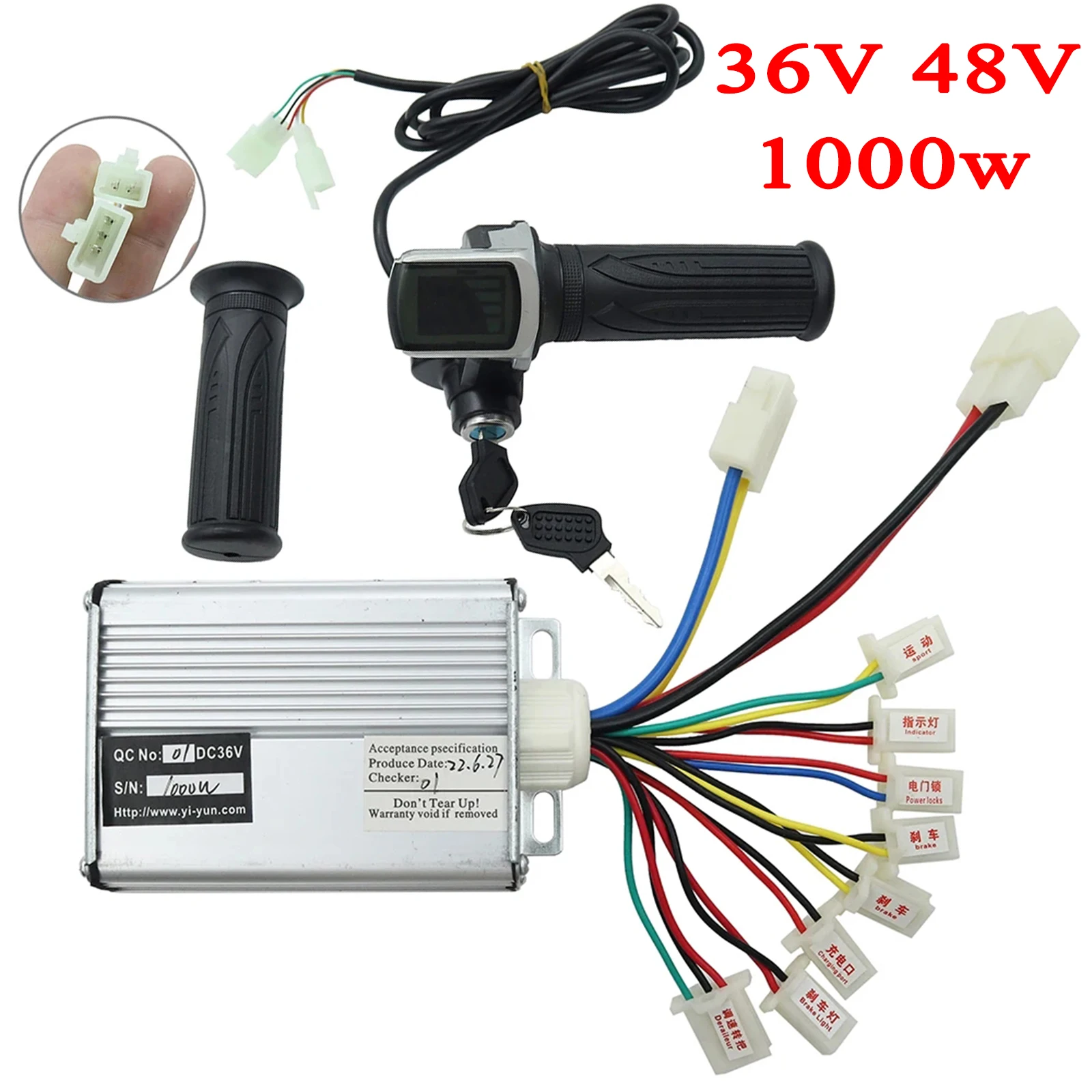 36V 48V1000W inteligentny bezszczotkowy kontroler z kluczem prędkość obrotowa przepustnica do akcesoriów do skuterów elektrycznych