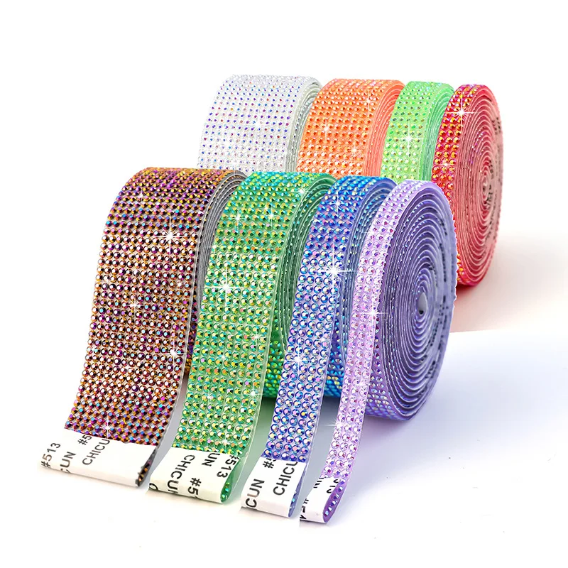 AB Bling Strass-Band Selbstklebende Aufkleber Kristall-Diamant-Strassstreifen für DIY-Basteleien Kleidung Handy Schuhe Auto-Dekoration – Detail 1