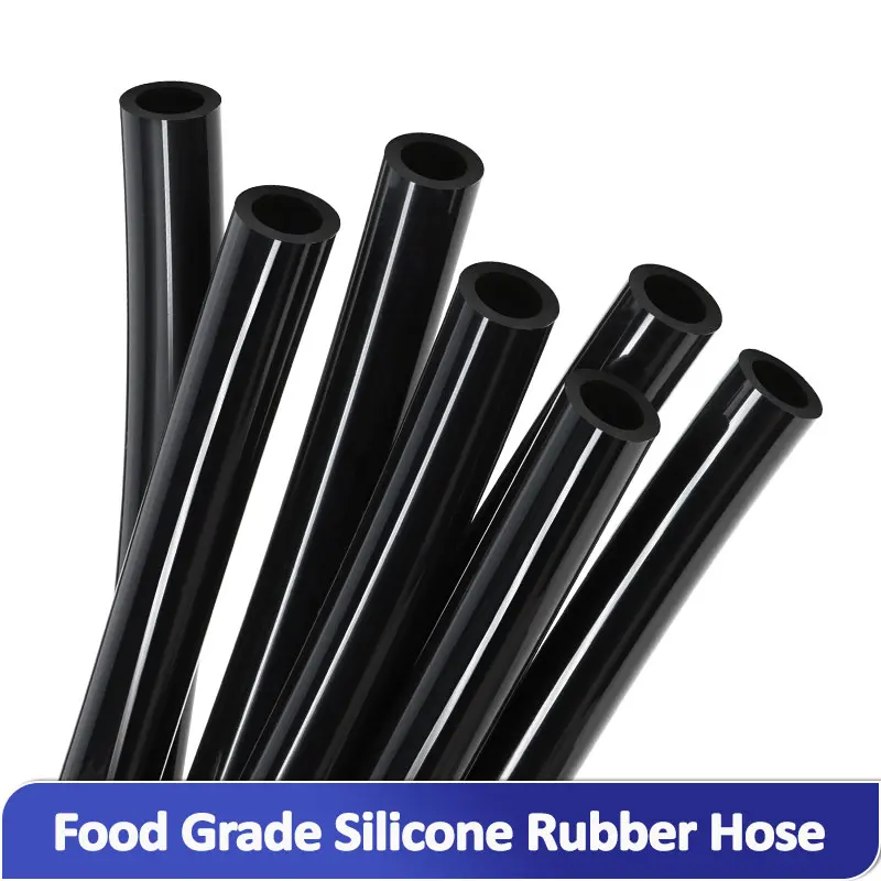 1-10m Food Grade Black Silicone Rubber Hose Diameter 0.5/1/2/4/5/6/7/8/9/10/11/12/14/16/18/20/25/32mm Flexible Silicone Tube