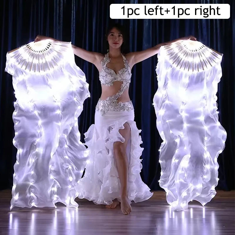 1 paar Links en Rechts 150 cm Lengte Buikdansen LED Fan Gradiëntkleur Zijde Fans Dans Accessoires Stage performance Props