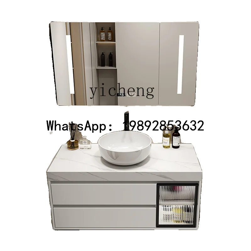 smart bathroom cabinet combination creative art table basin bathroom complete set of rock slab washing table