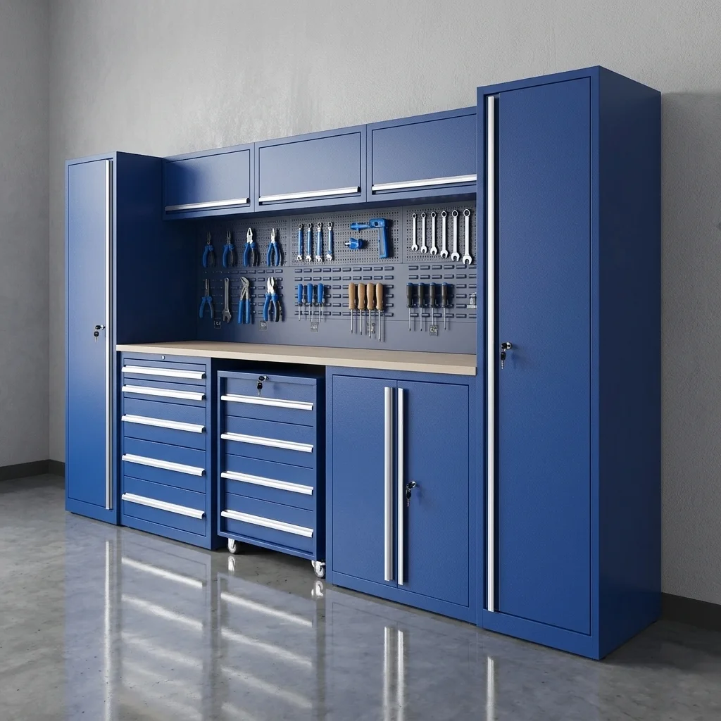 Modular Garage Cabinet Heavy-Duty Rolling Tool Storage Workstation with Drawers for Mechanic Workshop Professional Tool Pro