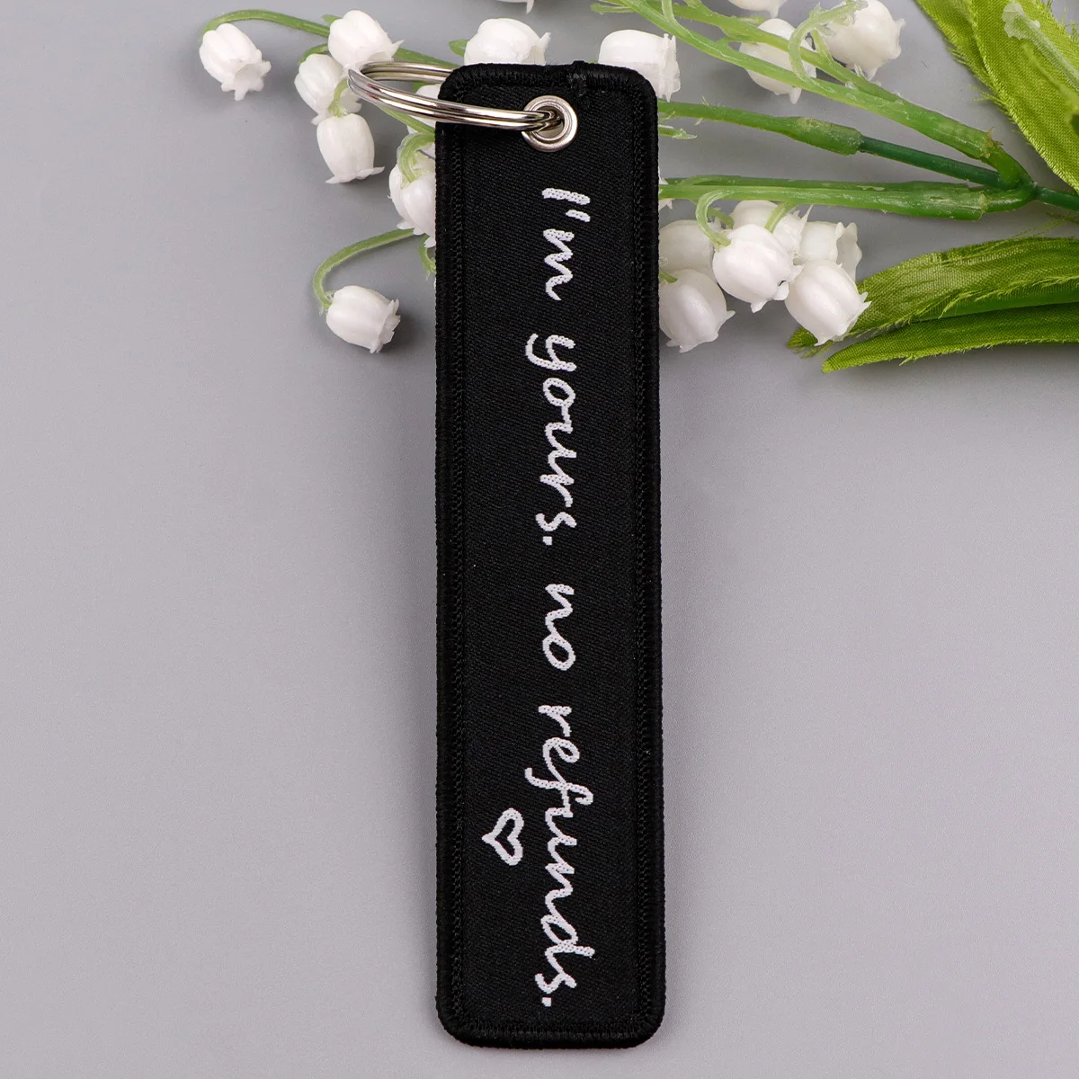 Black Embroidery Key Fob Rock and Roll Zone Quotations Key Tag For Cars Backpack Keychain Fashion Accessories Gifts for Friends