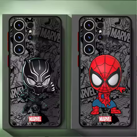 Matte Case for Samsung Galaxy Note 10 S20 S23 Note 20 Ultra 10 Plus 8 9 S21 S22 Cute Marvel Black Panther Spiderman Cases Cover