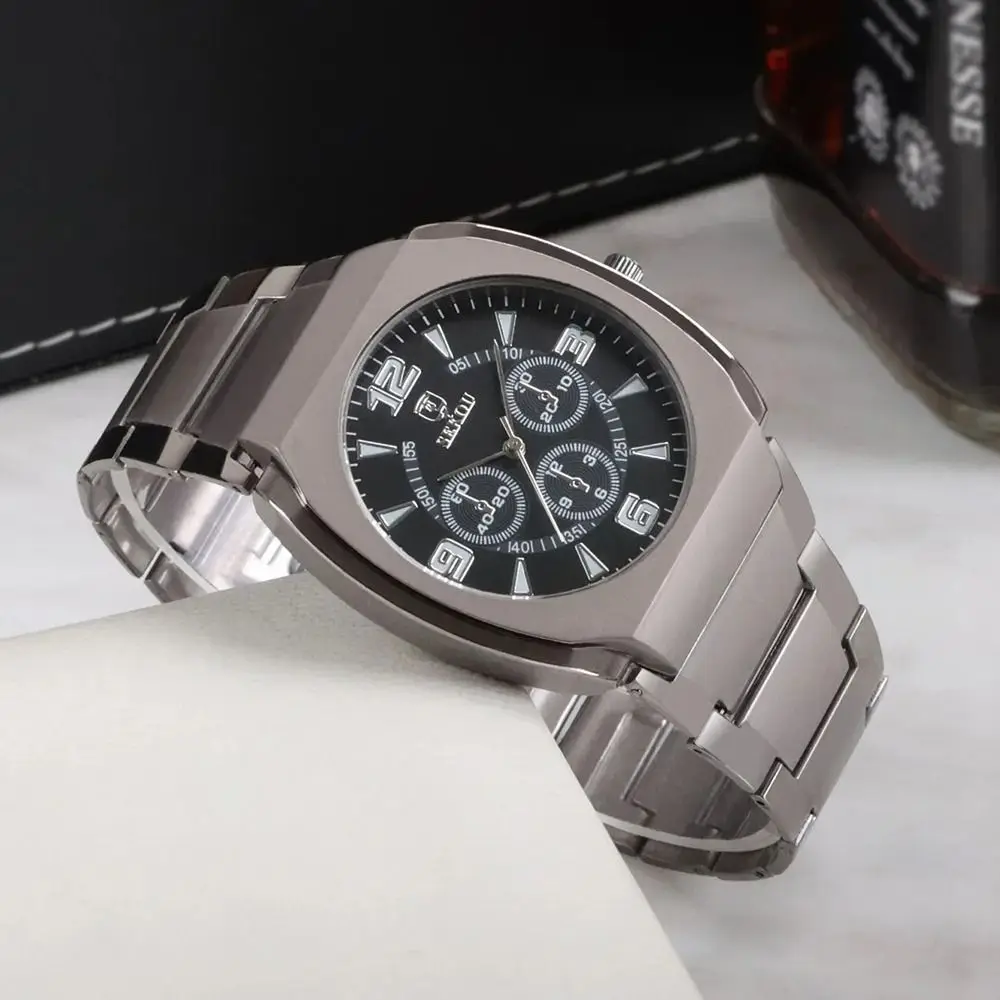 Large Dial Quartz Watch Round Shape Simple Design Wristwatch Pointer Display Spiral Crown Business Watch General Population