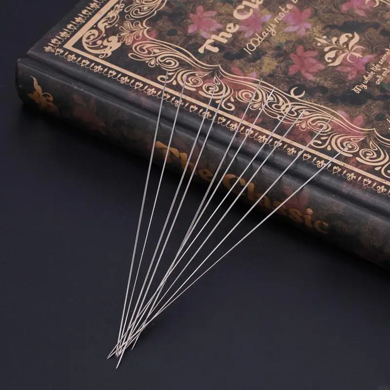 MXMF 10Pieces Beading Needles Stainless Steel Large Big Eye Collapsible Embroidery Beading Needle Thread Sewing Needles