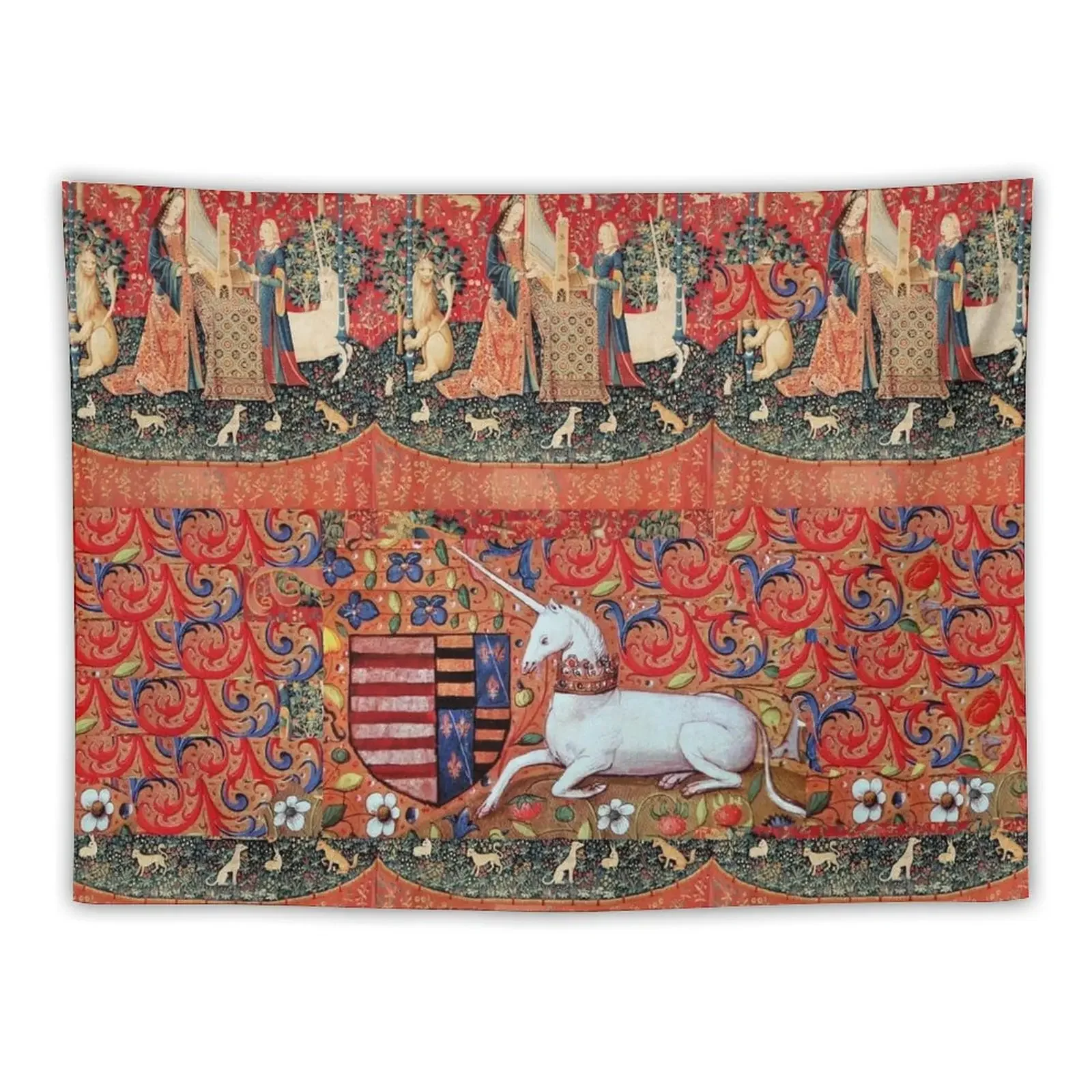 

UNICORN ,FANTASY FLOWERS ,ANIMALS MEDIEVAL HERALDIC MOTIFS Tapestry Cute Room Decor Cute Room Things House Decoration Tapestry