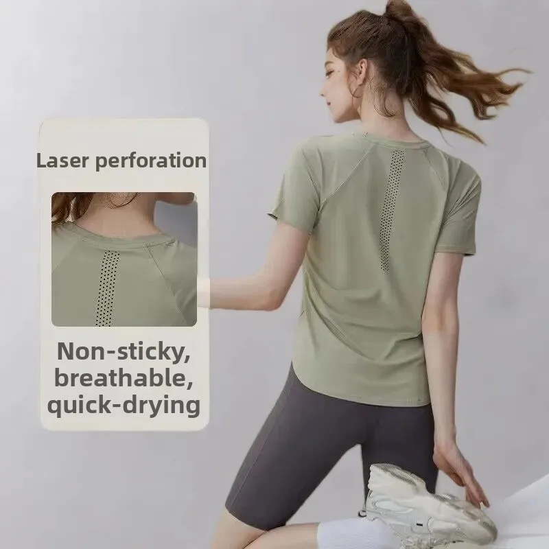 

Женская спортивная футболка для лета: свободный крой, быстросохнущая, для бега, фитнеса, пилатеса, йоги, повседневная, для поездок на работу, премиум-качество
