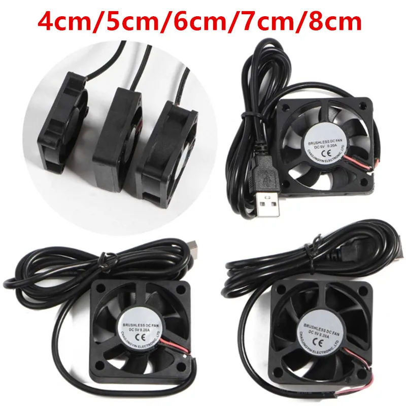 Wentylatorki USB chłodnica procesoru 5V 2Pin wentylatorki USB do chłodnicy z serwerem obudowa komputera 4cm 5cm 6cm 7cm 8cm cichy 4500-5500 obr./min