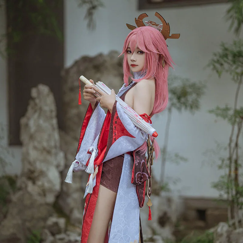 Diệp Hách Balo Mikkor Cosplay Anime Genshin Tác Động Diệp Hách Balo Mikkor Guuji Diệp Hách Trang Phục Hóa Trang Tóc Giả Đầm Đảng Bộ Trang Phục Hóa Trang Halloween Dành Cho Nữ