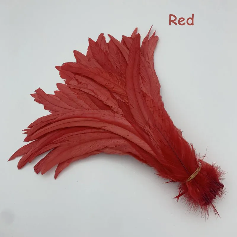 Großhandel natürliche Hahn Schwanz Federn 25-45cm/10-18 Zoll 100 stücke Federn gelb schwarz rot DIY Schwanz Kleidung Zubehör Party – Detail 21