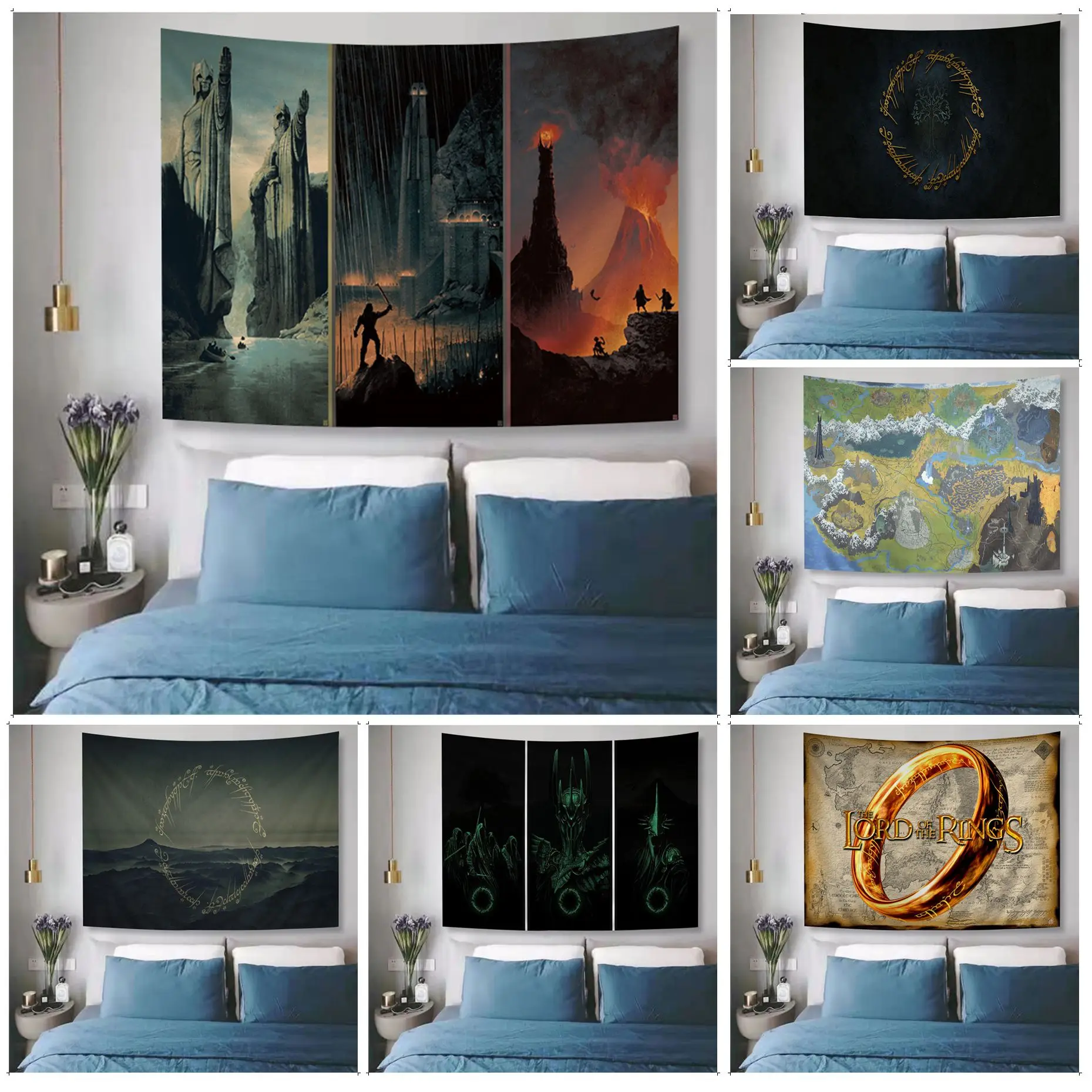 Movie -R-Rings Of The- L-Lords Tapestry Tapestry Art Printing Indian Buddha Wall Decoration Witchcraft Bohemian INS Home Decor