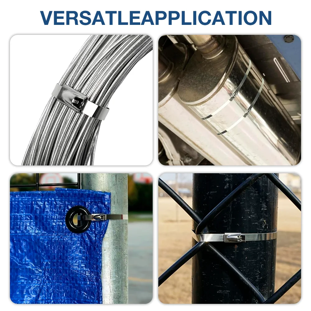 Multifunctionele kabelbindertang, automatisch ritspistool, knip- en knoopgereedschap, spanning, trekker, brede compatibiliteit, 150 stuks inbegrepen, roestvrij staal, bevestigingsriemen