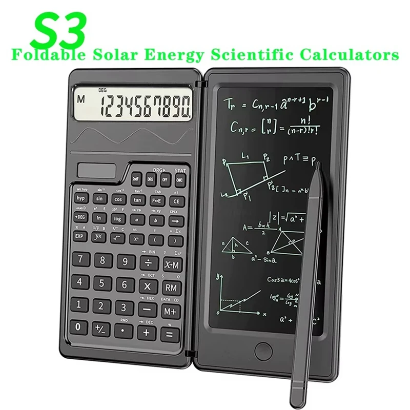 Calculadora científica Solar superior con funciones de Bloc de notas LCD, calculadora plegable portátil profesional para estudiantes