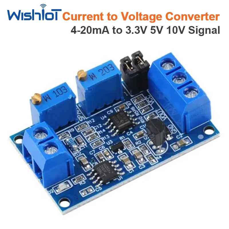 Current to Voltage Module Converter 0/4-20mA to 0-3.3V/5V/10V Voltage Transmitter Signal Conversion Conditioning Board