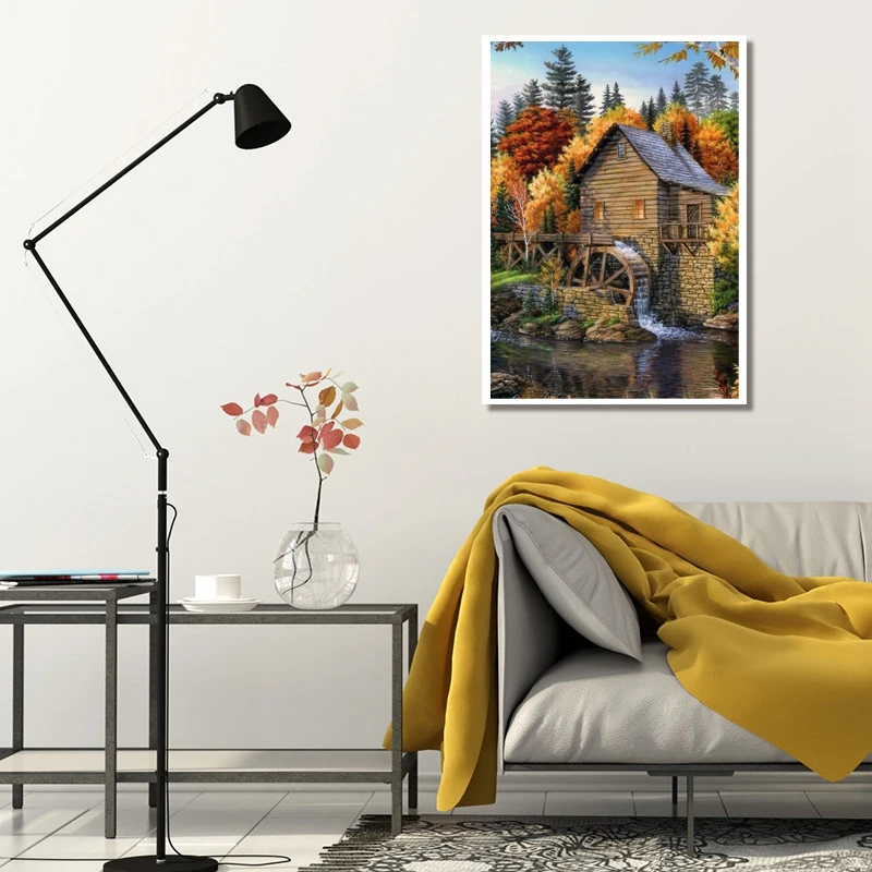 Алмазная живопись «сделай сам», алмазная мозаика, круглый алмазный крест, украшение для гостиной, ремесла, водный домик