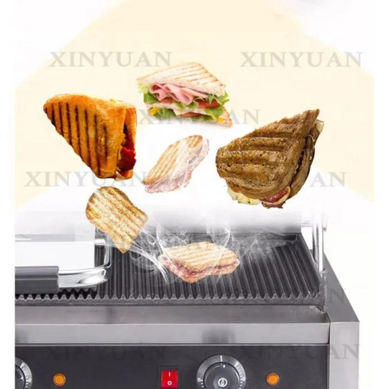 Commercial Electric Panini Grill – Two Plate Manual Press Griddle, Designed for Hotels & Restaurants